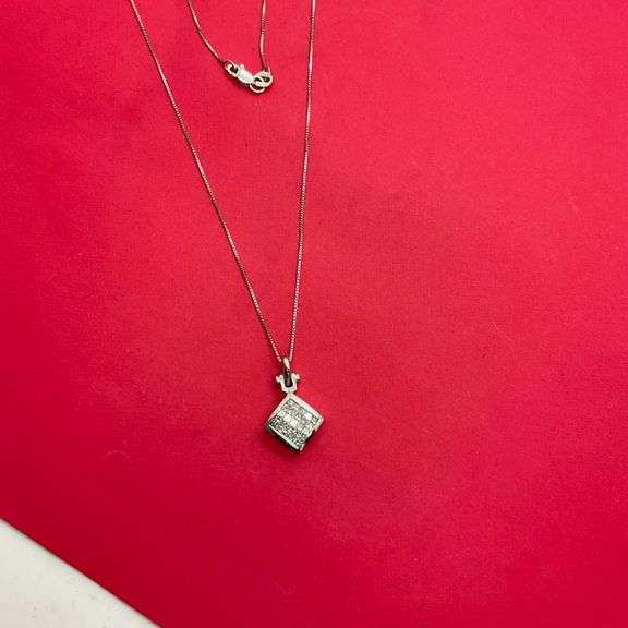CERTIFIED BRAND NEW 14K WHITE GOLD CHAIN WITH DIAMOND PENDANT