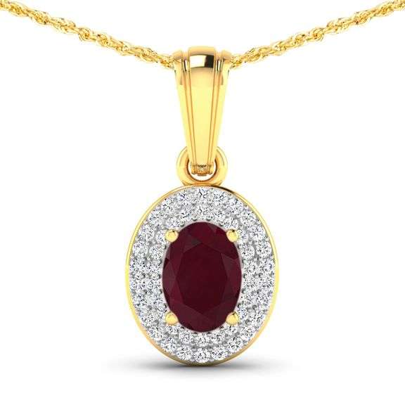 14KT Yellow Gold 0.85ctw Ruby and Diamond Pendant