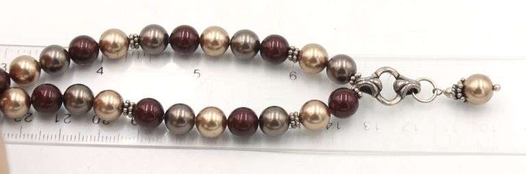 Vintage 925 sterling silver pearl and silver beaded necklace