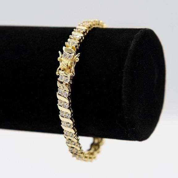Ladies Sparkling 14 Kt Gold Plated Tennis Bracelet