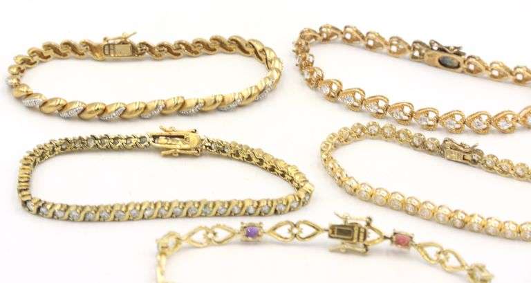 Group lot of 5 Vintage 925 sterling silver bracelets