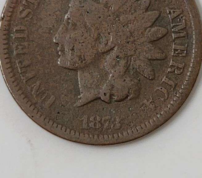 1873 Indian Head Cent Closed 3, Circulated