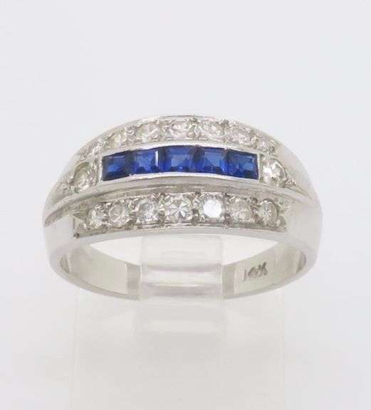 Vintage Diamond & Blue Sapphire Band Ring