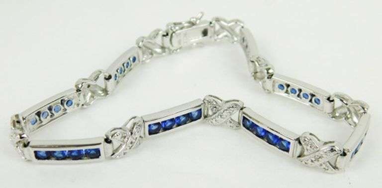 Sterling Sapphires & Diamond Accents Bracelet, 8 In.