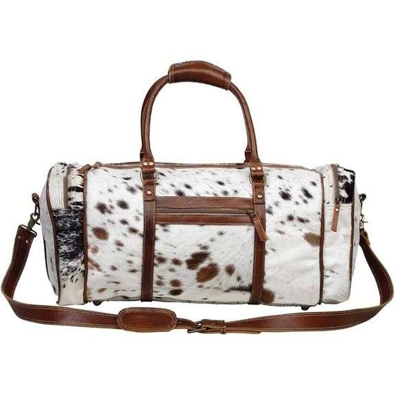 Cowhide & Leather Duffle Travel Bag