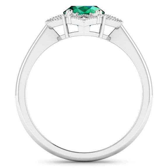 14KT White Gold 1ctw Zambian Emerald and Diamond Ring