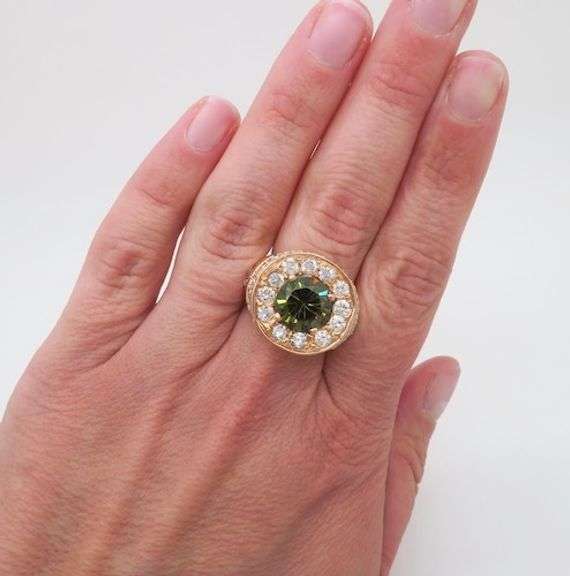 Rose Gold GIA Certified Demantoid Garnet & Diamond Ring