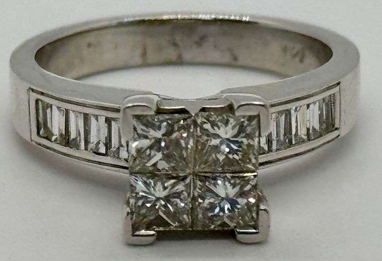 14K White Gold Princess Cut Diamond Ring