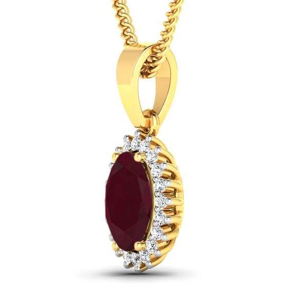 14KT Yellow Gold 1.5ctw Ruby and Diamond Pendant