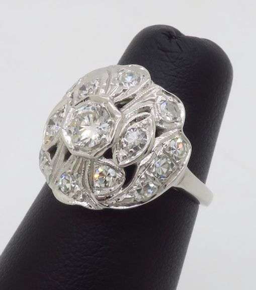 Vintage Diamond Cocktail Ring in White Gold