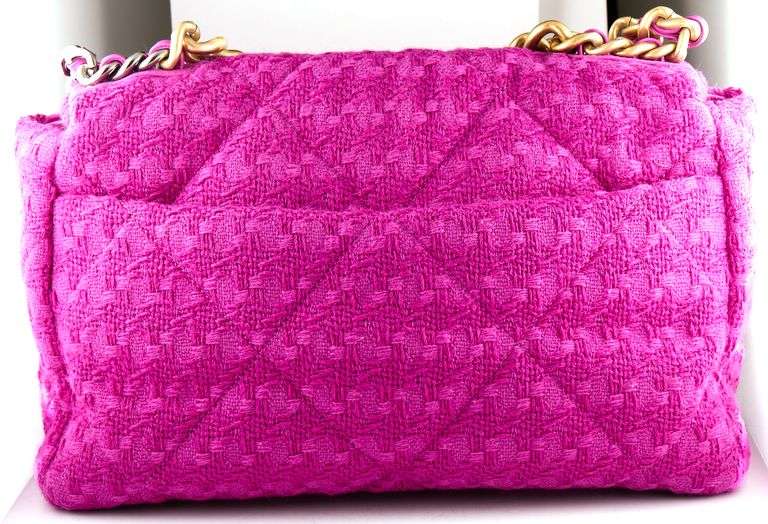 Chanel 19 Purple Tweed Quilted Flap Bag W/Bag and Card