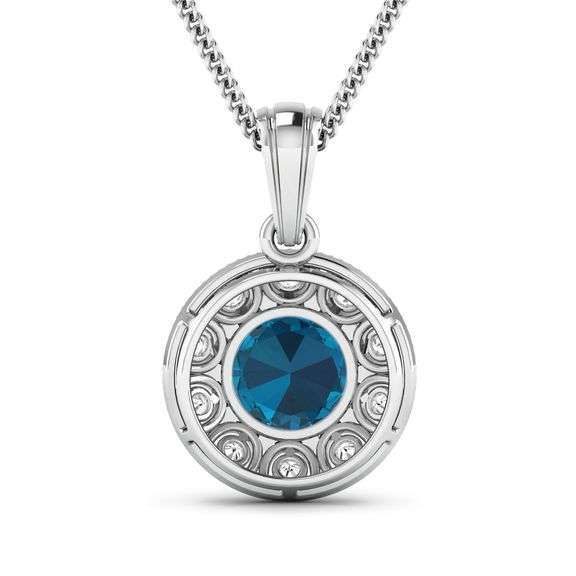 14KT White Gold 2.05ctw London Blue Topaz and Diamond Pendant