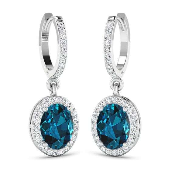 14KT White Gold 2.2ctw London Blue Topaz and Diamond Earrings