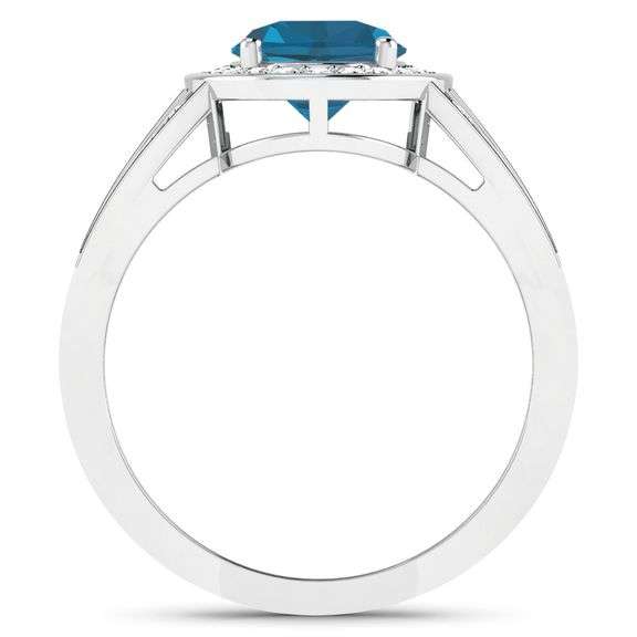14KT White Gold 1.9ctw London Blue Topaz and Diamond Ring