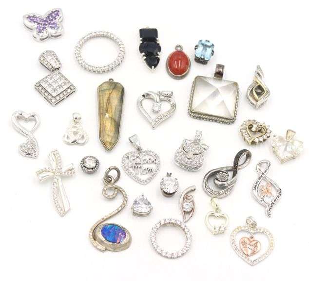 Group lot of 4 Vintage 925 sterling silver pendants
