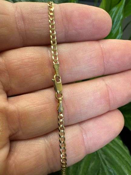 10k Yellow Gold Solid Curb Chain 2.5mm Link Necklace 16"