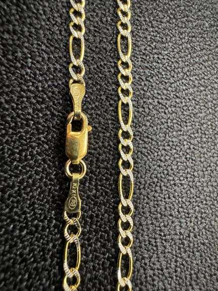 10k Yellow Gold Solid Pave Figaro Link Chain 2.6mm Necklace 24"