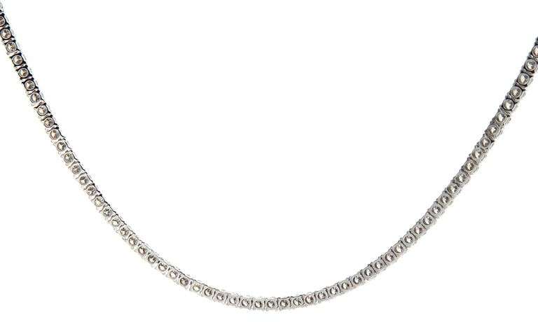 New 11.0ctw Round Diamond Prong Set Tennis Necklace in 14K