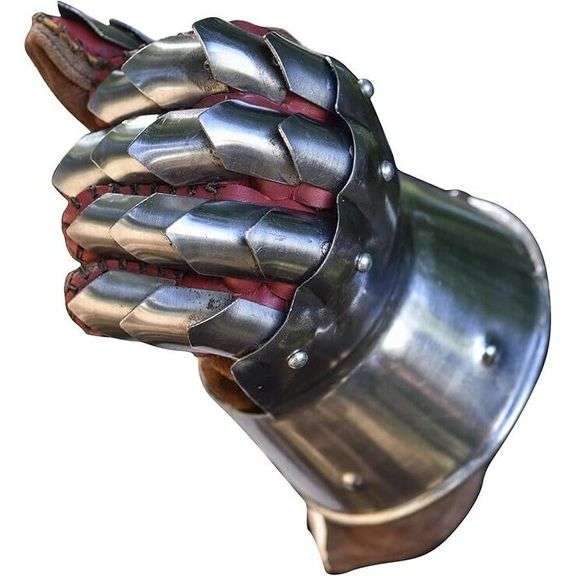 Medieval Steel Gauntlets with Leather Gloves