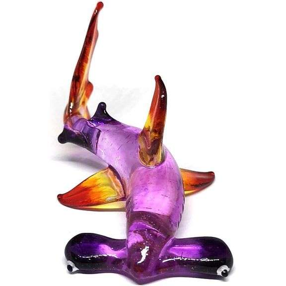 Hand Blown Glass Hammerhead Shark Collectible Decor