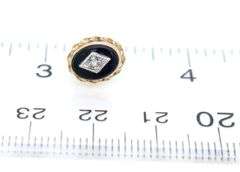 14kt Yellow gold oval black onyx diamond accent frame earrings
