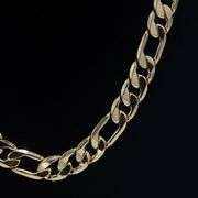 Huge 125.5 Grams Italian 14 Kt Gold Plated Figaro Chain Necklace