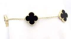 Charming 14K Yellow Gold 5 Motif Black Onyx Bracelet
