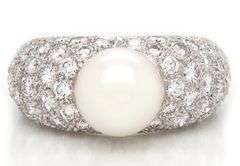 Cartier Juliette Cultured Pearl and Diamond Ring in 18K