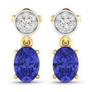 14KT Yellow Gold 1.24ctw Tanzanite and Diamond Earrings