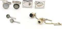 Group lot of cuff links and tie clip