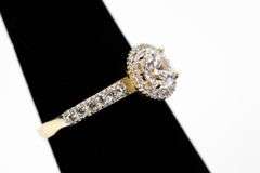 10k Yellow Gold Round Solitaire Halo Wedding Engagement Ring Size 7