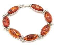 Lot of 2 Vintage 925 sterling silver Amber bracelets