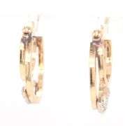 14kt Yellow gold double hoop diamond earrings