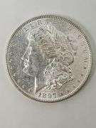 1897 Morgan Silver Dollar, CLEANED / AU Details