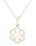 Feminine 14K WG Diamond Pendant on Necklace