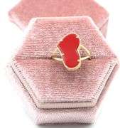 Lovely Heart Shaped 14K Yellow Gold Coral Ring