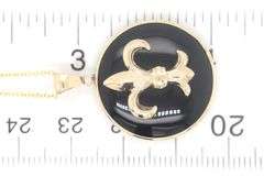 14kt Yellow gold Fleur De Lis black onyx pendant on chain