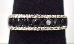 Darling 10K White Gold Blue Sapphire Gemstone and Diamond Ring