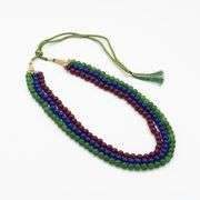 Beautiful Mined From The Earth 3 Strand 691 Cttw Natural Ruby, Emerald and Blue Sapphire Bead Neckla