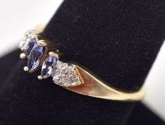 Amazing Iolite and Diamond Ring in 10K Yellow Gold