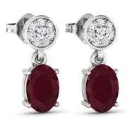 14KT White Gold 1.7ctw Ruby and Diamond Earrings