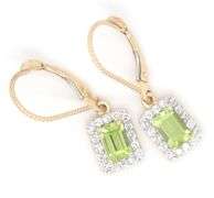 14kt Yellow gold Peridot and diamond dangle earrings