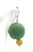 Chunky set of Jade and coral necklace and dangle earrings