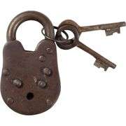 Cast Iron San Quentin Prison Padlock with Keys