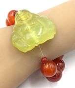 Chunky Amber and Jade Buddha bracelet