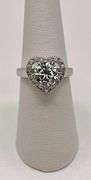 14 Kt White Gold Plate 2.75 Ct VVs1 Lab Simulated Diamond Heart Ring