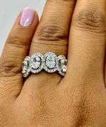 14K White Gold Oval Cut Lab Diamond Wedding Band
