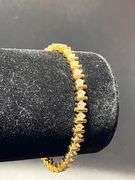 14 Kt Yellow Gold Plated Lab Simulated Diamond Tennis Bracelet