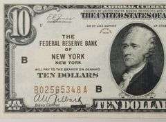 1929 $10 Dollar The Federal Reserve Bank of New York, Circulated