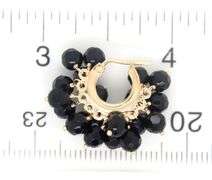 14kt Yellow gold black onyx bead huggies
